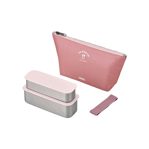 サーモス フレッシュランチボックス ダスティピンク [DSA-604W-DTP]【送料無料※沖縄・離島配送不可】スリムな2段式のお弁当箱 ステンレス製 食洗機対応 シンプルな専用保冷ケース付きのサムネイル