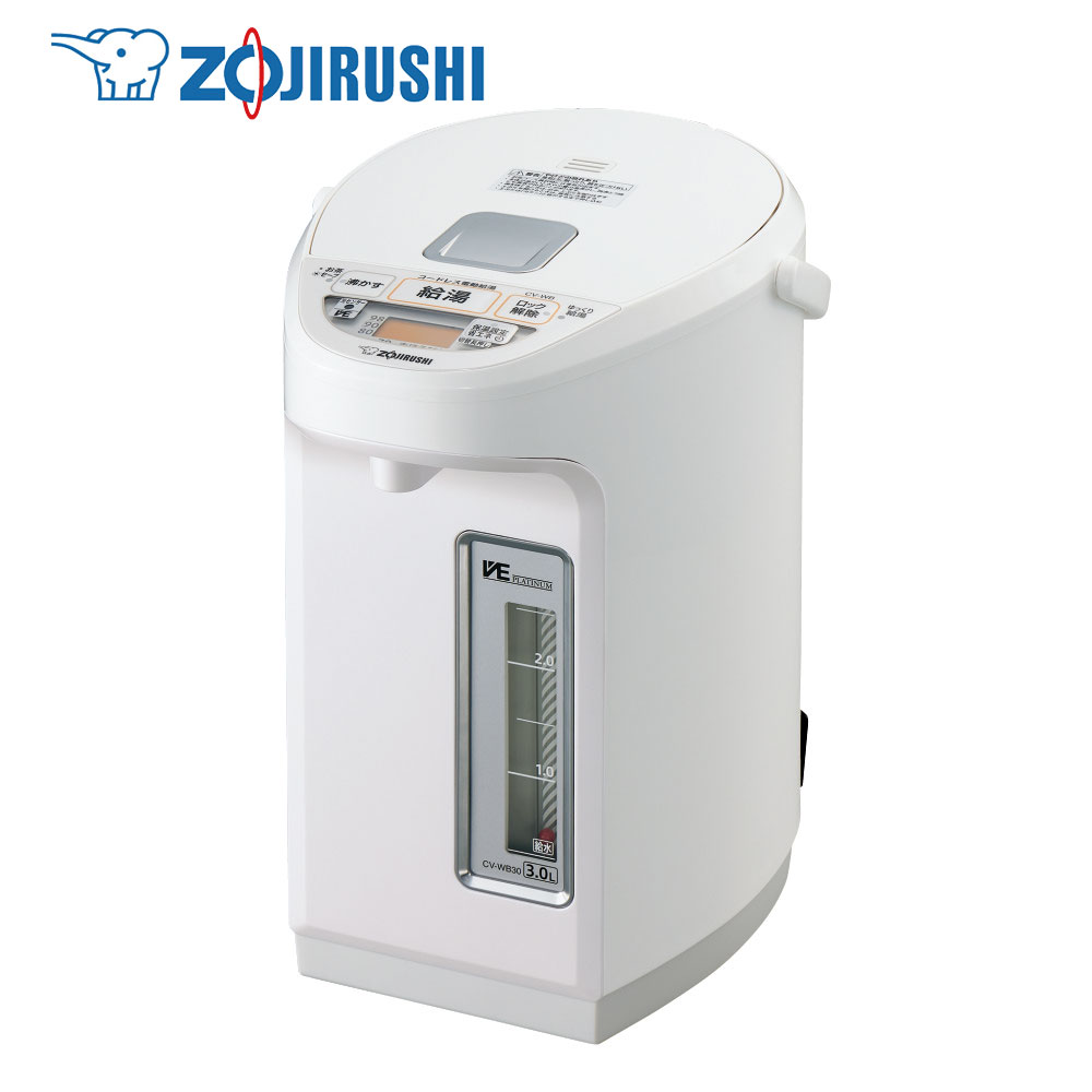 象印マホービン マイコン沸とうVE電気まほうびん 優湯生(ゆうとうせい) 容量：3.0L [CV-WB30-WA]【送料無料※沖縄・離島配送不可】ホワイト 電気ポット 電動ポット 給湯ポット 魔法瓶 コードレス電動給湯 スピード沸とう カフェドリップ給湯 調乳 粉ミルク カルキ飛ばし