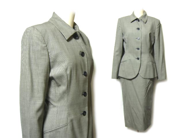 RALPH LAUREN 定番 クラシック千鳥チェックセットアップスカートスーツ・ジャケット classic check skirt set up suit (ラルフ 036621 【中古】