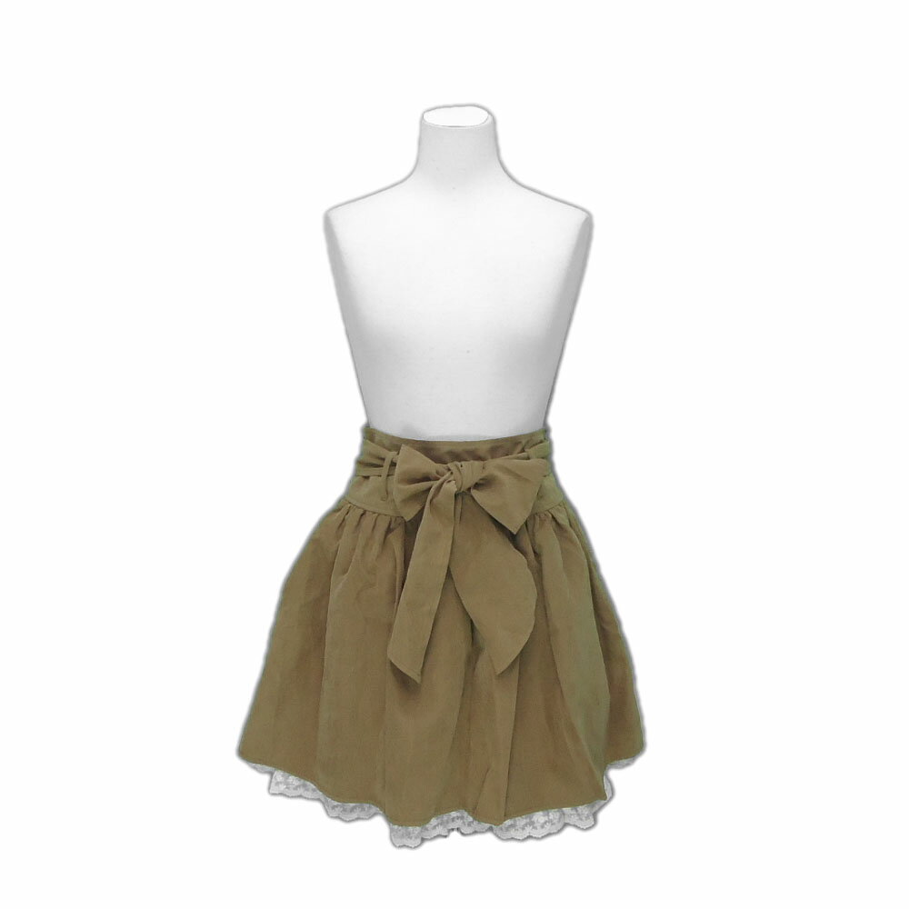 OLIVE des OLIVE オリーブデオリーブ レース使い デカリボン フレアスカート (Pavyour のサクランボケ..
