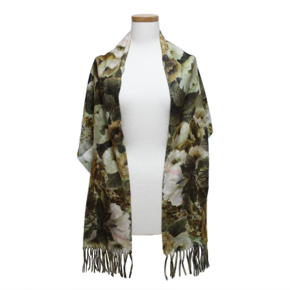 美品 Select セレクト フラワー転写マフラー (花柄プリント フリンジ) 078697 【中古】