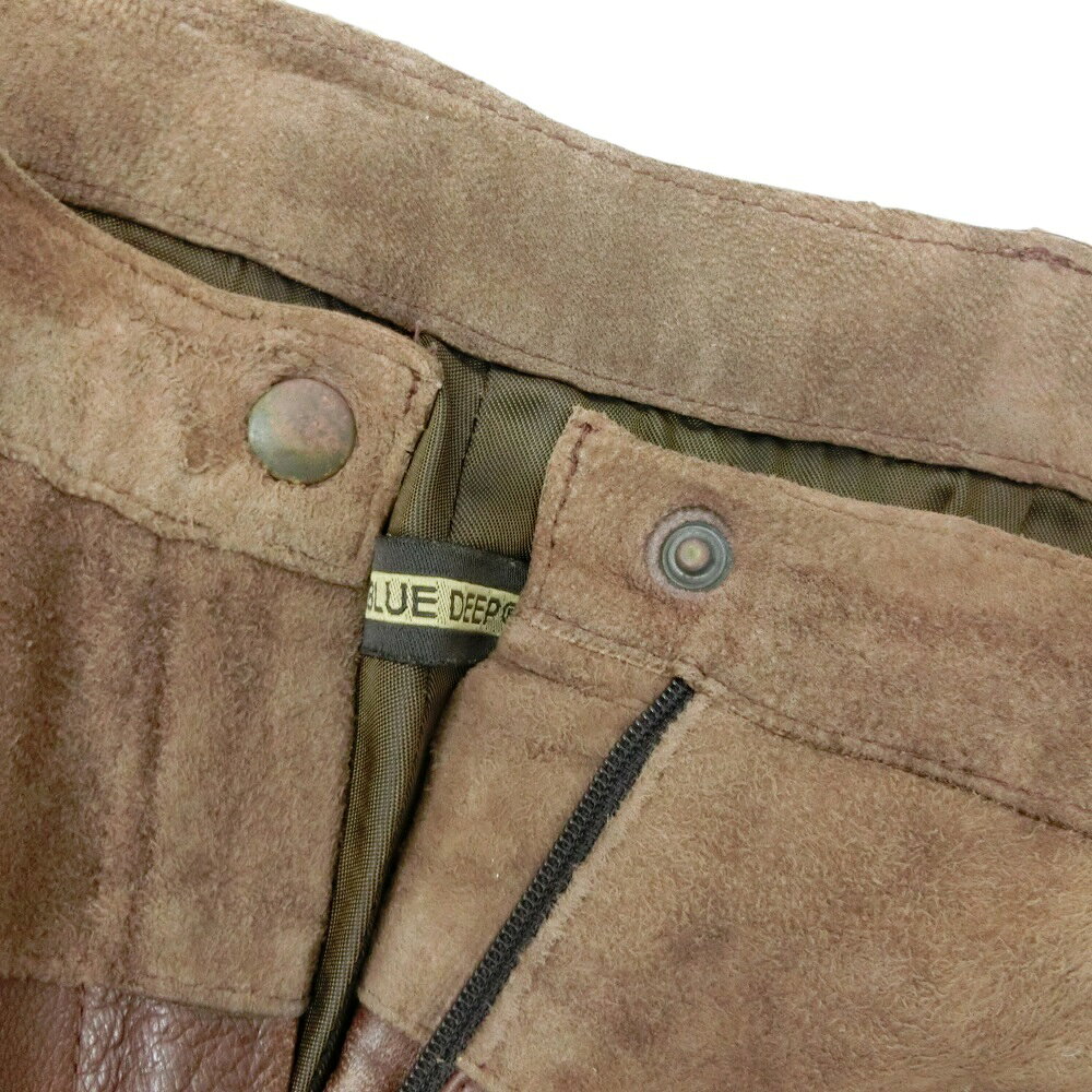 BLUE DEEP ブルーディープ 「40」 イタリア製 切り替えレザーパンツ (茶色 皮 革) 091139 【中古】