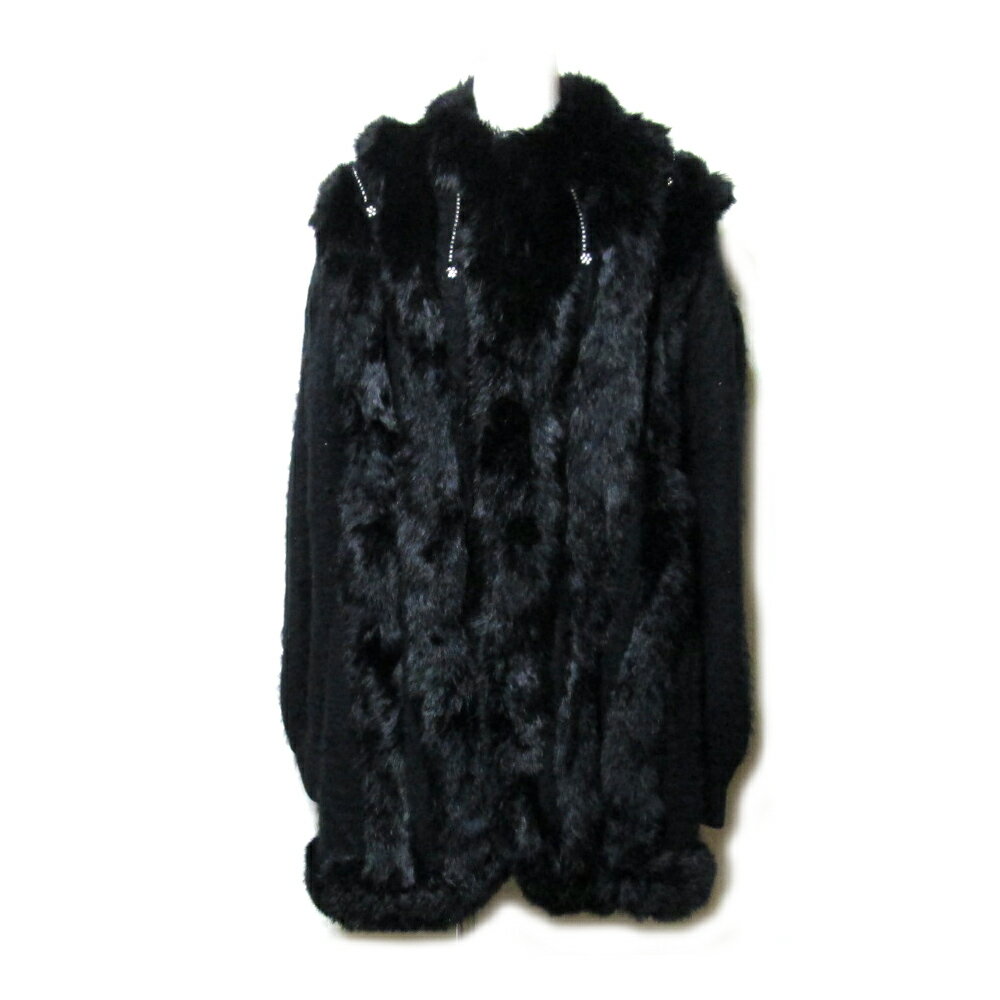 SAINTGRACE セイントグレース ブラックリアルファー装飾ジャケット (黒 毛皮) 092180 【中古】