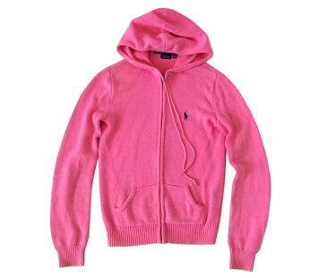 RALPH LAUREN SPORT ラルフローレン スポーツ 「XS」 ピンクコットンニットパーカー (フルジップ) 098037 【中古】