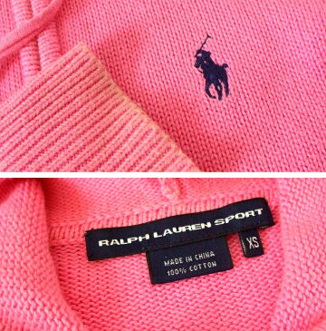 RALPH LAUREN SPORT ラルフローレン スポーツ 「XS」 ピンクコットンニットパーカー (フルジップ) 098037 【中古】