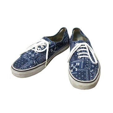 VANS ヴァンズ 「USA12」 スカーフ柄デッキスニーカー (ブルー シューズ 靴 バンズ) 107581 【中古】