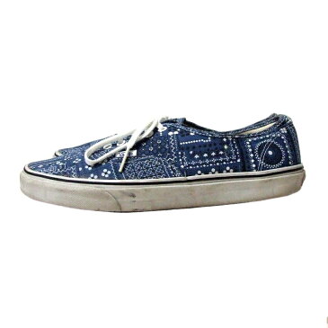 VANS ヴァンズ 「USA12」 スカーフ柄デッキスニーカー (ブルー シューズ 靴 バンズ) 107581 【中古】
