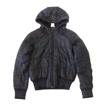 adidas アディダス フード付中綿ジャケット (黒 ブラック パーカー フルジップ) 110972 【中古】