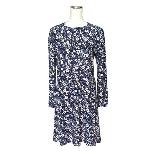 美品 EMMAJAMES エマジェイムス フェミニンドレープワンピース (紺 ドレス テキスタイル 花柄) 114674 【中古】 美品 EMMAJAMES エマジェイムス フェミニンドレープワンピース (紺 ドレス テキスタイル 花柄) 114674 【中古】