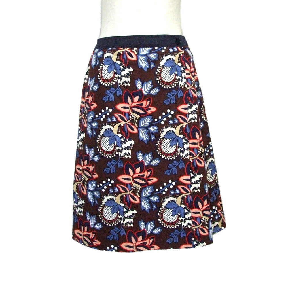 美品 LAURA ASHLEY LONDON ローラ アシュレイ ロンドン テキスタイルラップスカート (花柄 英国 ボタニカル 北欧) 117698 【中古】