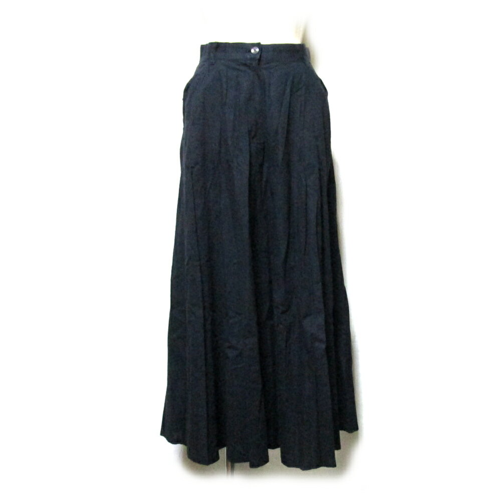 Vintage NORMA KAMALI ヴィンテージ ノーマカマリ ロングフレアスカート (黒 ブラック コットン ビンテージ) 124802 【中古】