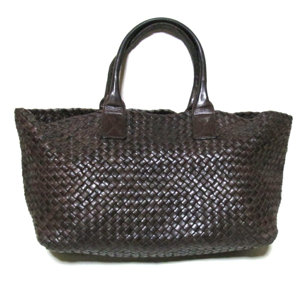 BOTTEGA VENETA ボッテガヴェネタ イタリア製 イントレチャート レザートートバッグ (茶色 革 皮 鞄) 126998 【中古】