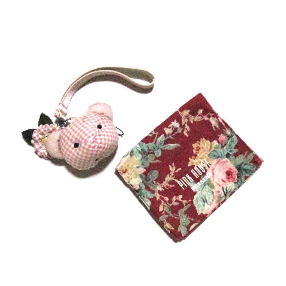 Vintage PINK HOUSE ピンクハウス ベアストラップ.テッシュケース 2点セット (スマホ 携帯 カネコイサオ ブラウン) 132141 【中古】