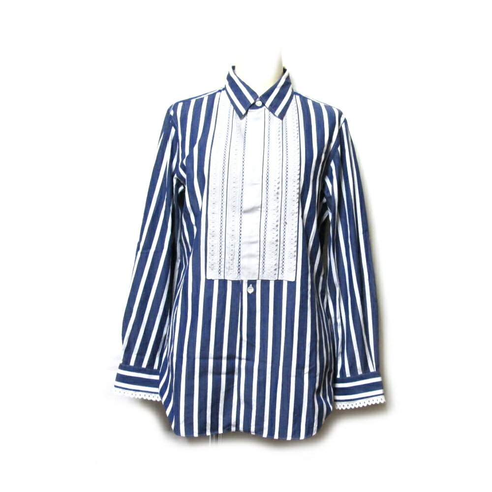 美品 COMME des GARCONS NOIR コムデギャルソン ノアール 「SS」 2006 レースフリルブラウス (ストライプ シャツ) 132534 【中古】のサムネイル