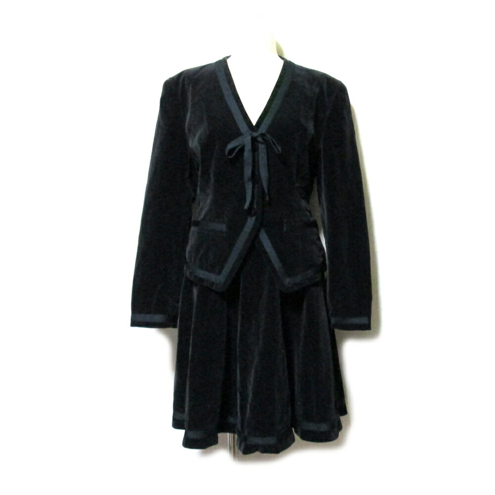 Vintage VIVAYOU ヴィンテージ ビバユー 「M」 ベルベットラインセットアップスーツ (黒 ワンピース ビンテージ バブル) 134452 【中古...