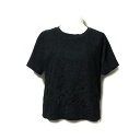 美品 MIU MIU ミュウミュウ 「S」 イタリア製 レースリボンカットソー (黒 ブラック 半袖 Tシャツ) 135325 【中古】
