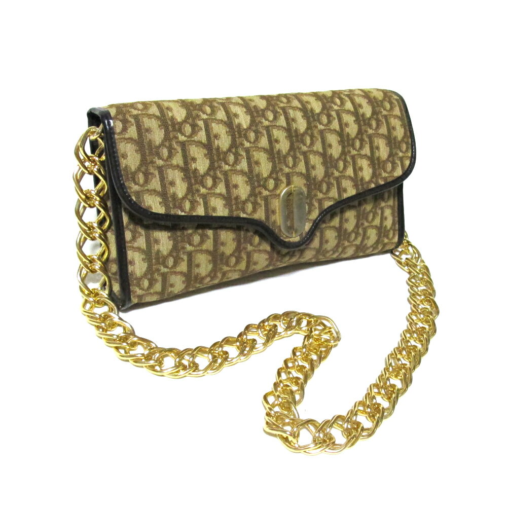 Vintage Christian Dior ヴィンテージ オールド クリスチャンディオール フランス製 モノグラムチェーンショルダーバッグ.クラッチバッグ (ビンテージ アンティーク old ポシェット 鞄 セカンド) 135909 【中古】のサムネイル