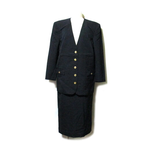 Vintage From nil ヴィンテージ オールド フロムニル 金ボタンバブリーセットアップスーツ (バブル 2点セット ブラック 黒 スカート ビンテージ) 136443 【中古】 Vintage From nil ヴィンテージ オールド フロムニル 金ボタンバブリーセットアップスーツ (バブル 2点セット ブラック 黒 スカート ビンテージ) 136443 【中古】