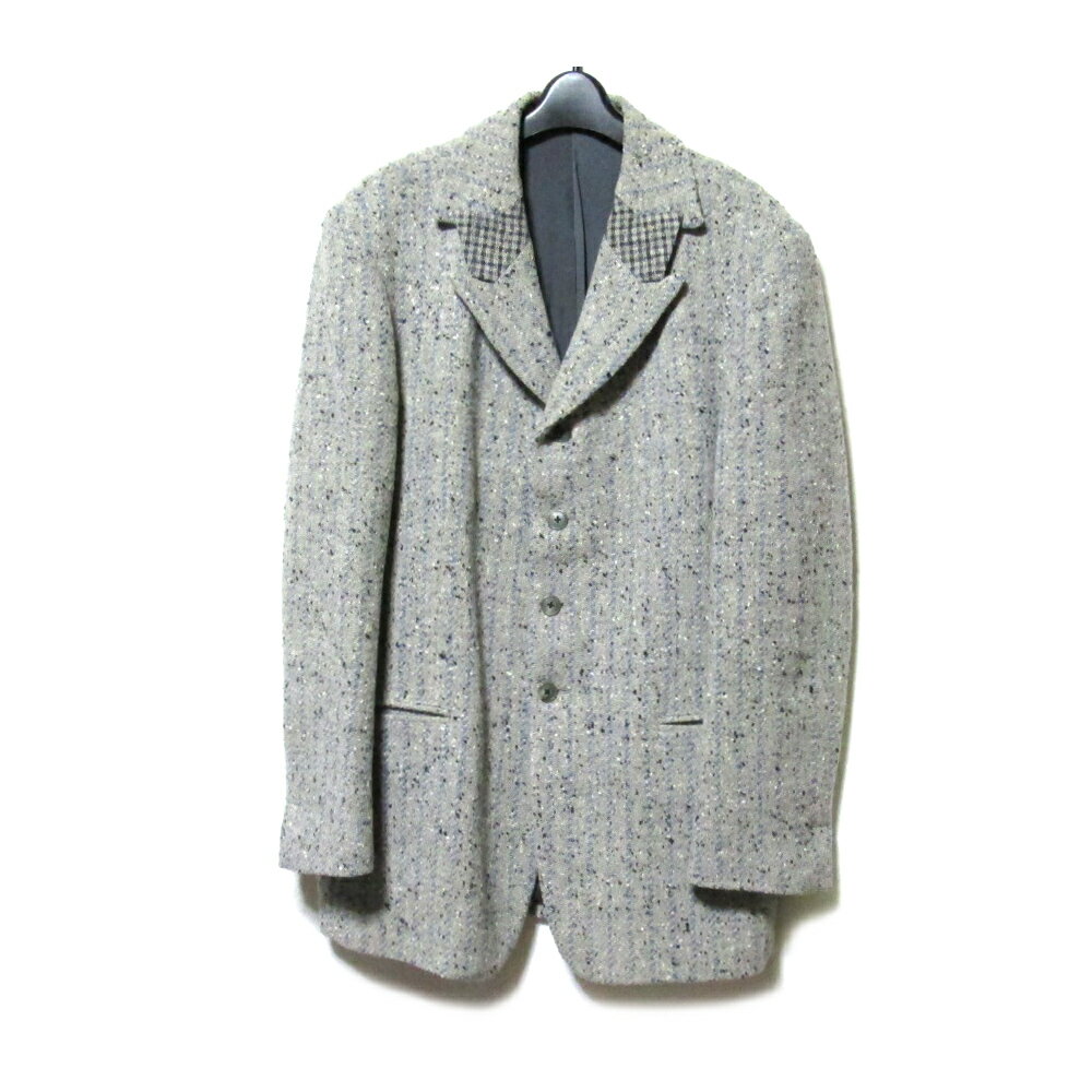 【中古】美品 Yohji Yamamoto POUR HOMME ヨウジヤマモト プールオム  切り替えロングツイードジャケット  136562 