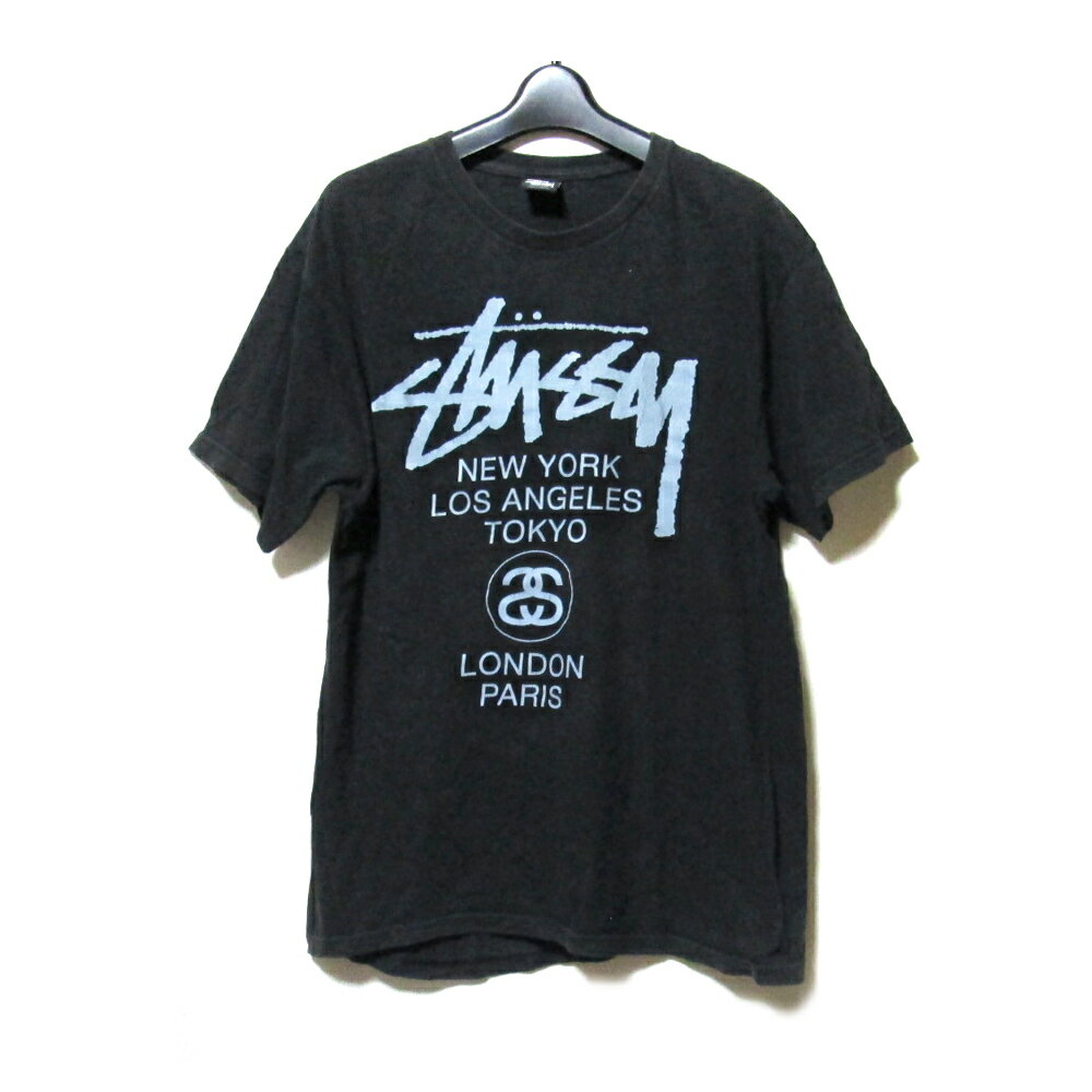 Vintage STUSSY ヴィンテージ オールド ステューシー 「M」 クラシックシャネルロゴTシャツ (黒 ブラック ビンテージ 半袖) 136587 【中古】