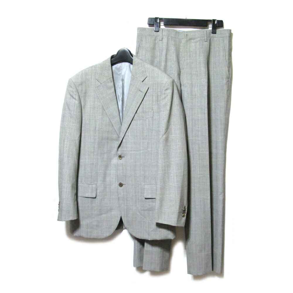 VITALE BARBERIS CANONICO ヴィターレ バルベリス カノニコ イタリア製 グレンチェックセットアップスーツ (グレー 背無し) 137377 【中古】