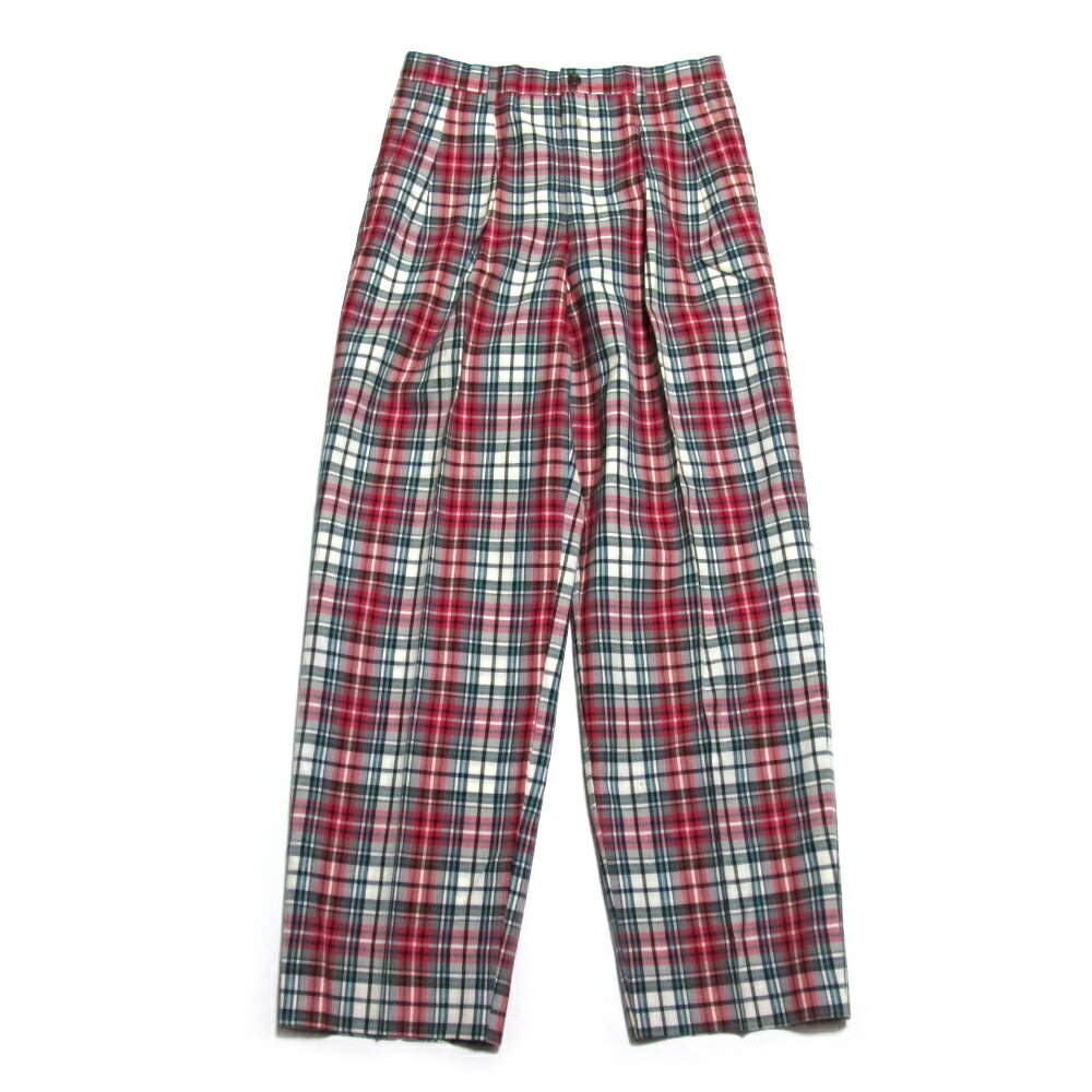 Vintage ATELIER SAB for men ヴィンテージ アトリエサブフォーメン 「M」 ワイドタックテイパードタータンチェックパンツ (赤 コットン ビンテージ) 138370 【中古】