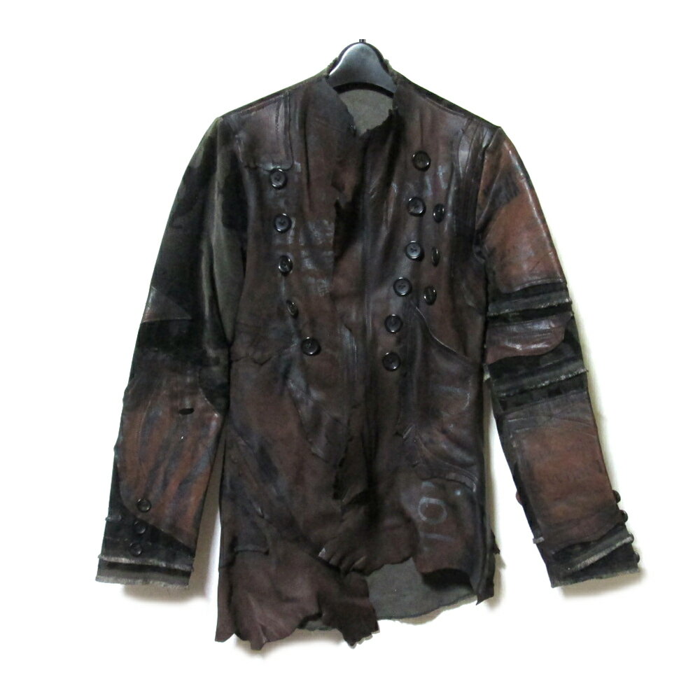 美品 NNNC エヌエヌエヌシー グランジレザージャケット (ペイント グランジ 本革 皮 ペイント 高宮渉平..