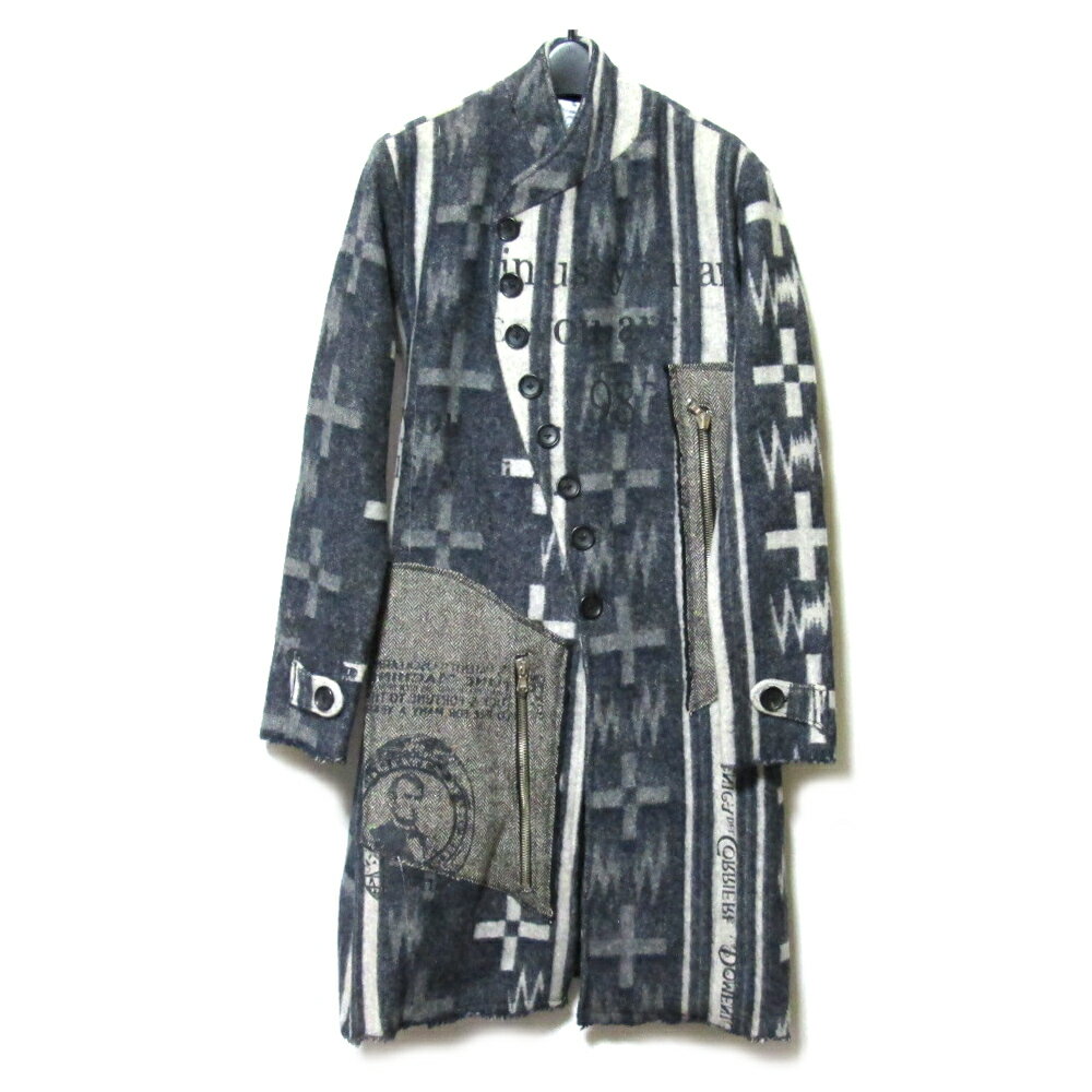 美品 NNNC エヌエヌエヌシー アシンメトリー パッチワーク ロングジャケット (高宮渉平 インディーズ ..
