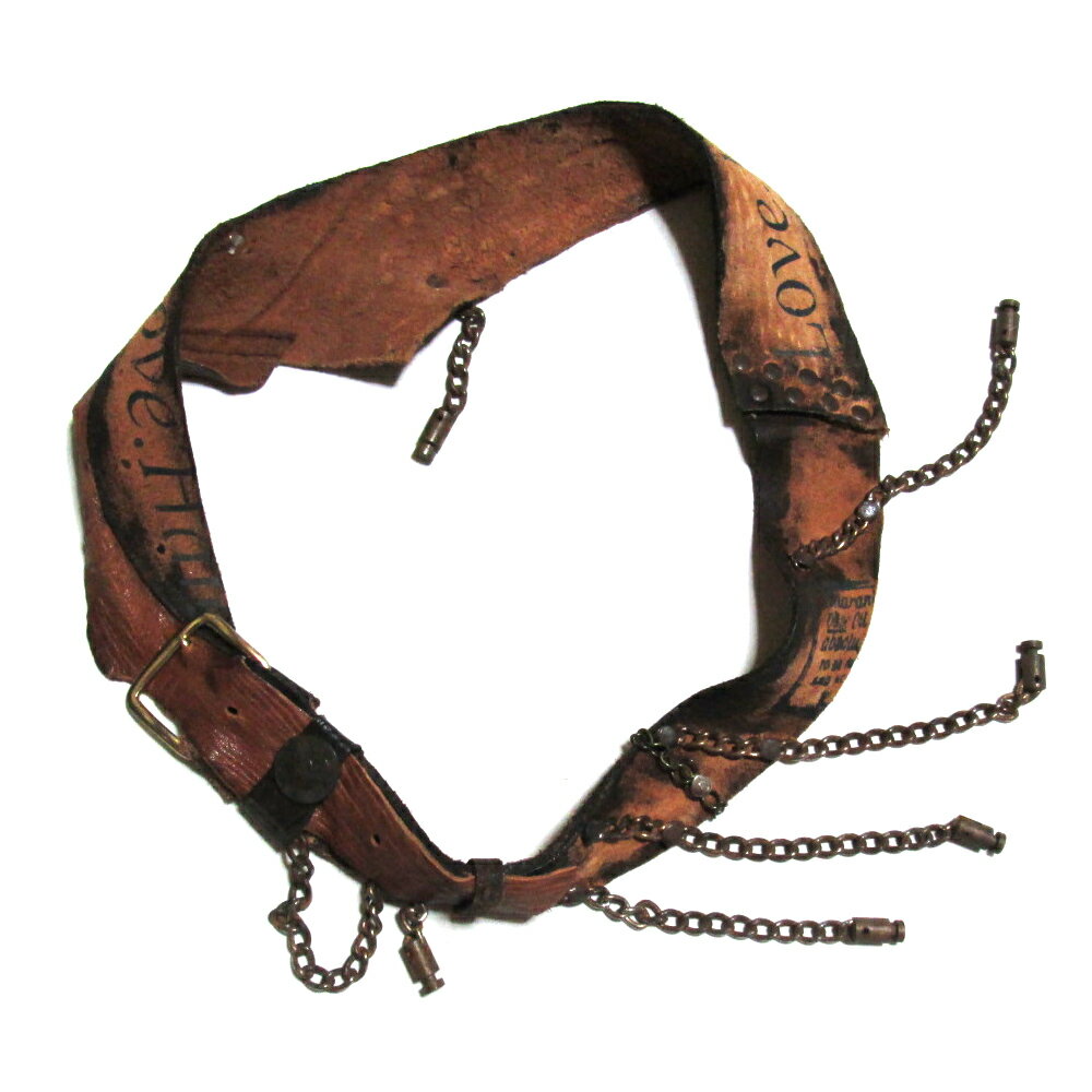 新品同様 NNNC エヌエヌエヌシー インダストリアグランジレザー×チェーン ベルト (高宮渉平 インディー..