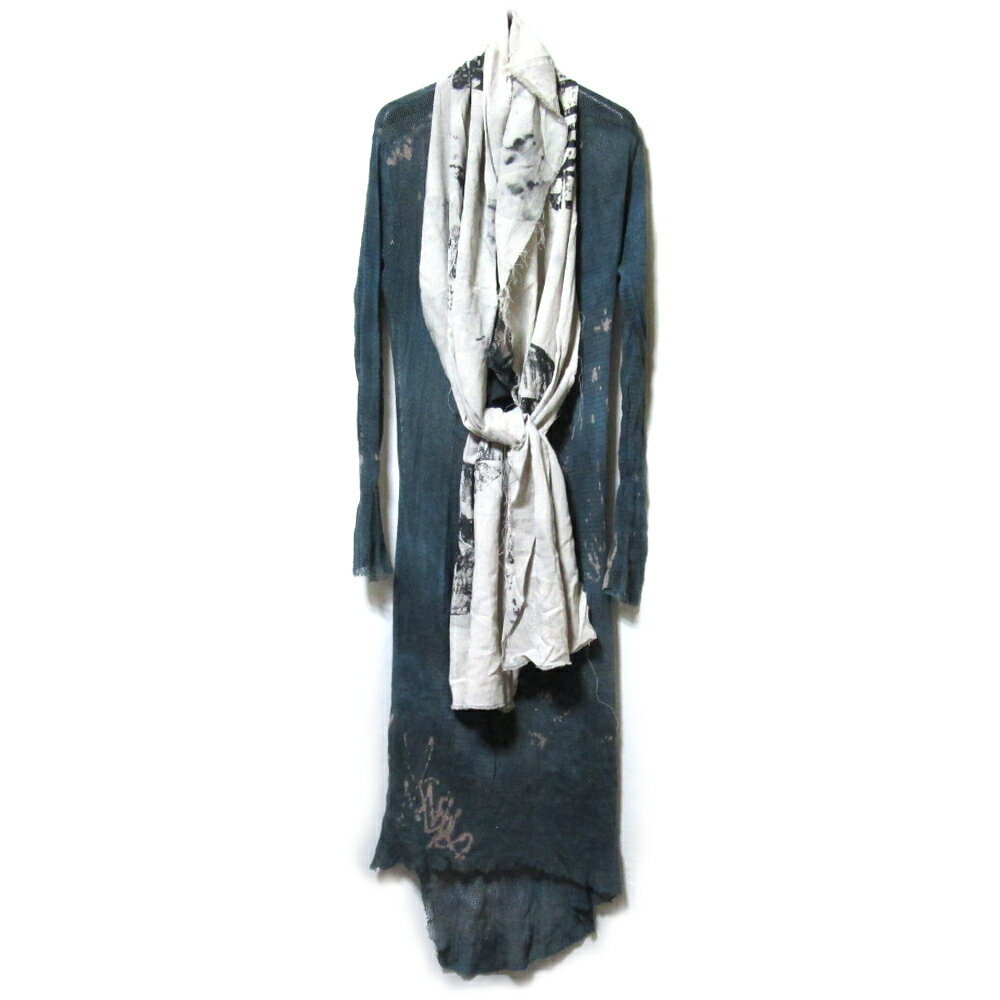 新品同様 NNNC エヌエヌエヌシー グランジ ロングシアーネット×リネン ペイントショール ロングカット..