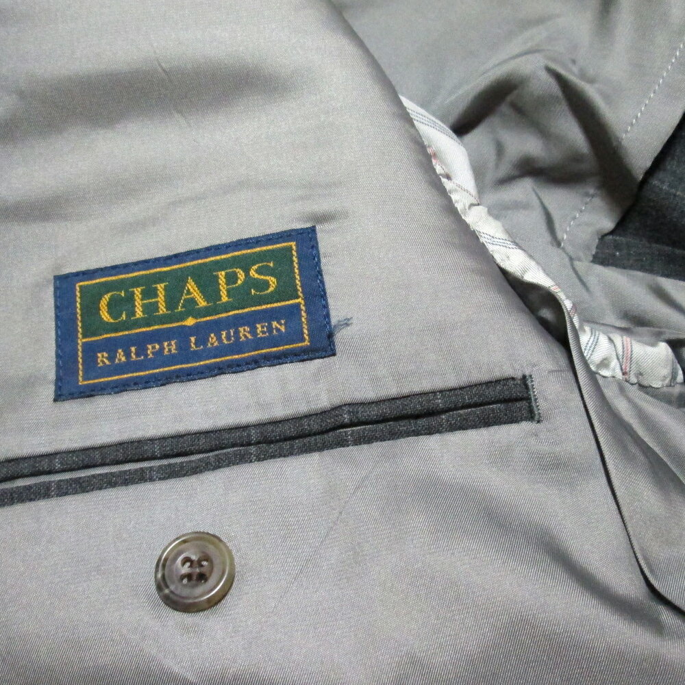 CHAPS RALPH LAUREN チャップス ラルフローレン 「88 74 165」 3Bピンストライプ セットアップスーツ (背抜き仕様 グレー POLO ポロ) 138961 【中古】