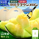 【父の日】【送料無料】メロン クラウンメロン 山等級 1.5kg前後 2玉 静岡県産