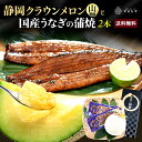 【お中元】【送料無料】メロン クラウンメロン×うなぎ蒲焼 (クラウンメロン山等級 1玉 (静岡県産) うなぎ蒲焼 2本)