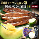 【父の日】【送料無料】メロン クラウンメロン×うなぎ蒲焼 (クラウンメロン山等級 1玉 (静岡県産) うなぎ蒲焼 3本)