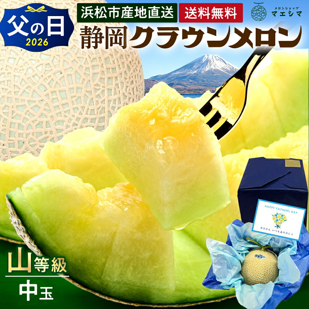 父の日【送料無料】静岡クラウンメロン 山等級 1.3kg前後 1玉 ガラス温室栽培 化粧...