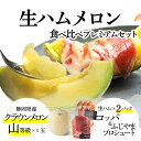 【お中元】生ハムメロン食べ比べプレミアムセット (クラウンメロン山等級 1玉 (静岡県産) 生ハム(コッパ×1、ふじやまプロシュート×1))