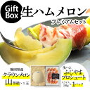 【送料無料】生ハムメロンプレミアムギフトボックスセット (クラウンメロン山等級 1玉 (静岡県産) 生ハム(ふじやまプロシュート×1))
