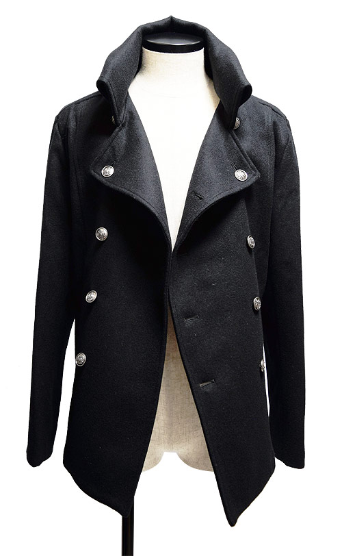 ナポレオンコート 送料無料 個性的 メンズ ブランドメンズファッション Pコート ナポレオンコート メンズファッション コート ジャケット ホスト ハイネック 新作 タートル お兄系 ピーコート メンズファッション 変形 ピーコート メンズ 冬 ブラック 黒 お兄系 V系