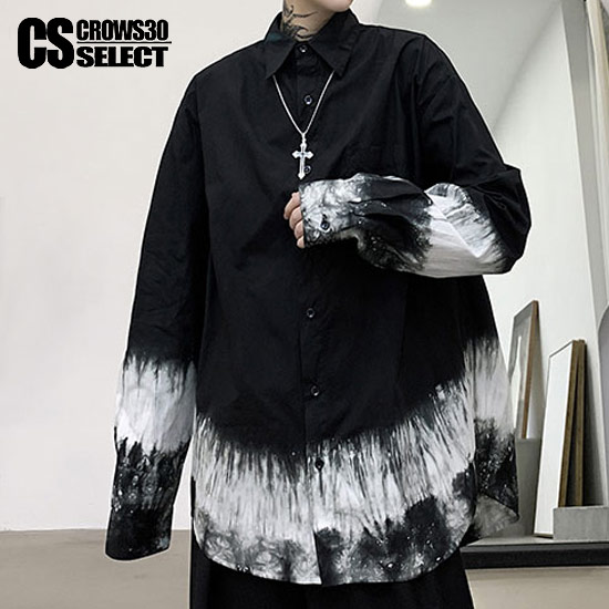 本店は シャツ メンズ モード系 ロングシャツ バイカラー ムラ柄 ペイント オーバーサイズシャツ インポート ロング丈 シャツ 送料無料 春 秋 冬 新作 トップス 個性的 ホスト ファッション 衣装 ブラック 黒 ユニセックス レディース 日本全国送料無料 Www Monautoneuve Fr
