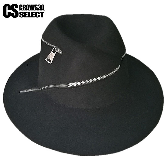 限定価格セール つば広ハット メンズ モード系 ハット 変形 ジッパー Zip 中折れハット インポート 男 帽子 個性的 V系 ビジュアル系 モード系 ストリート系 ファッション 衣装 大人 Leon レオン系 スタイル ユニセックス メンズファッション レディース ブラック 黒