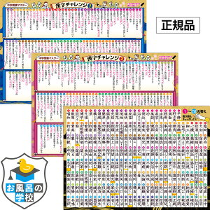 中学受験マスター漢字チャレンジ お風呂ポスター 3枚セット 厳選250熟語 B3サイズ（横51.5cm×縦36.4cm）中学受験 国語 防水 お風呂の学校 暗記 学習 小学生 漢字勉強 トイレ テスト勉強 おふろ お風呂 知育 ポスター 問題 脳トレ