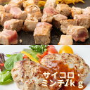 挽肉 国産 宮崎ブランド豚100%ミンチ サイコロカット 1kg各2パック250g ヘルシー 国産豚肉 モモ ウデ