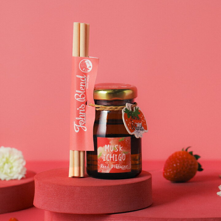 ポイント5倍! 【公式】 ジョンズブレンド ムスクいちご リードディフューザー ミニ 50mL 約1.5ヶ月 ホワイトムスク イチゴ 苺 スティック 置き型 芳香剤 アロマ ホームフレグランス 室内 玄関 部屋 インテリア 新生活 引越し祝い ギフト プレゼント
