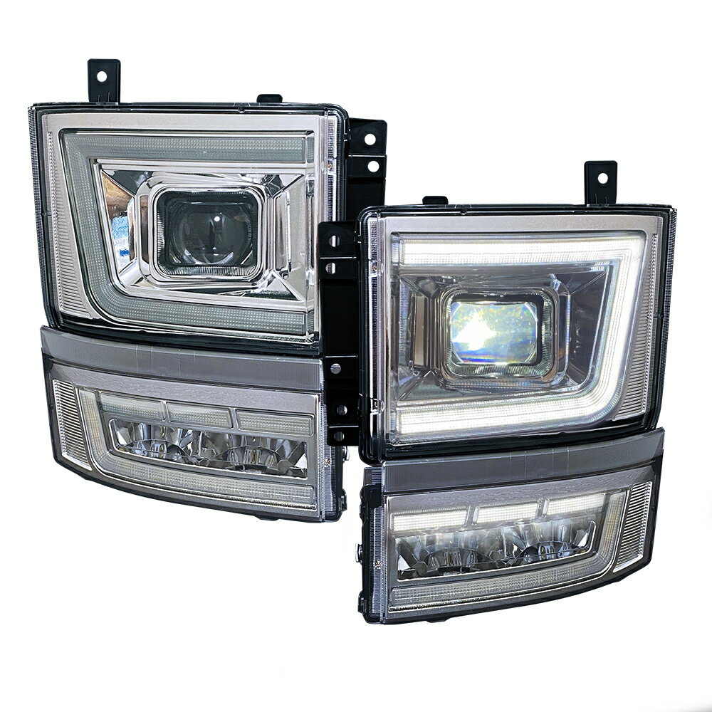 【車検対応】いすゞ ファイブスターギガ 純正LED車用 LEDヘッドライト フォグランプ・デイライト・切替可能シーケンシャルウインカー付（クロームタイプ）左右セット