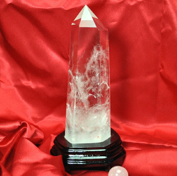  六角柱 ブラジル産最高品質 水晶原石ポイント（本体重さ907g 台座含む...