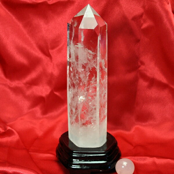  六角柱 ブラジル産最高品質 水晶原石ポイント（本体重さ748g 台座含む...