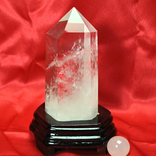  六角柱 ブラジル産最高品質 水晶原石ポイント（本体重さ590g 台座含む...