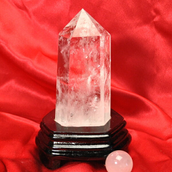  六角柱 ブラジル産最高品質 水晶原石ポイント（本体重さ362g 台座含む...
