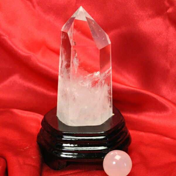  六角柱 ブラジル産最高品質 水晶原石ポイント（本体重さ352g 台座含む...