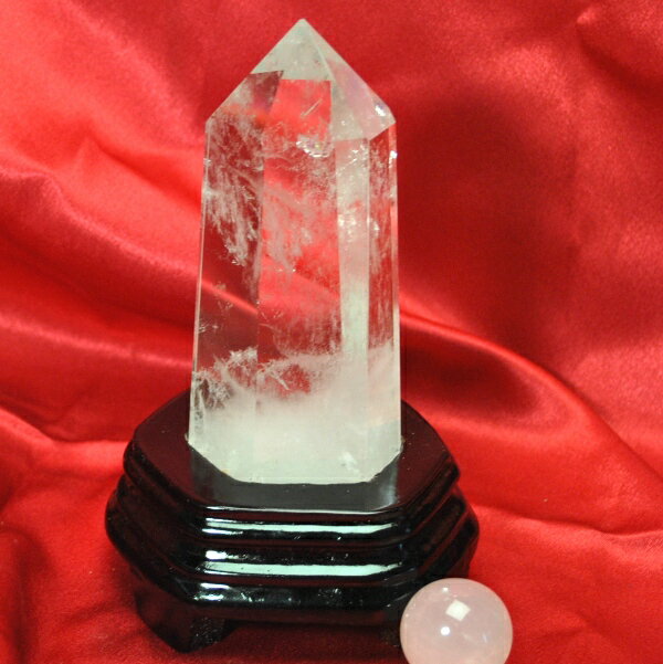  六角柱 ブラジル産最高品質 水晶原石ポイント（本体重さ303g 台座含む...